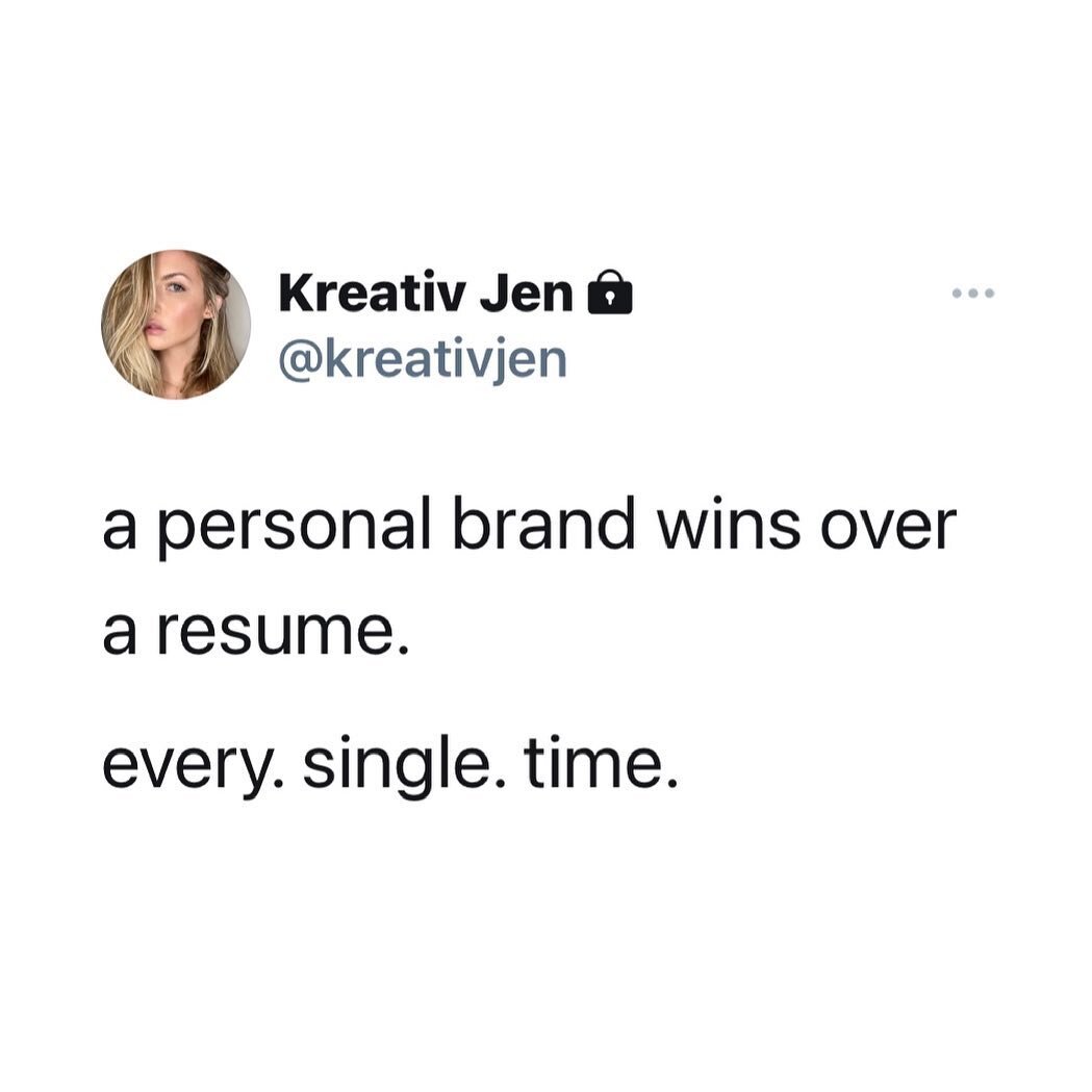 A Resumes reports metrics. A Personal Brands reveals the human behind the metrics.

You NEED a strong Personal Brand if:

&bull; you are a new graduate
&bull; you were unemployed in 2020
&bull; you work in corporate 
&bull; you&rsquo;re an entreprene