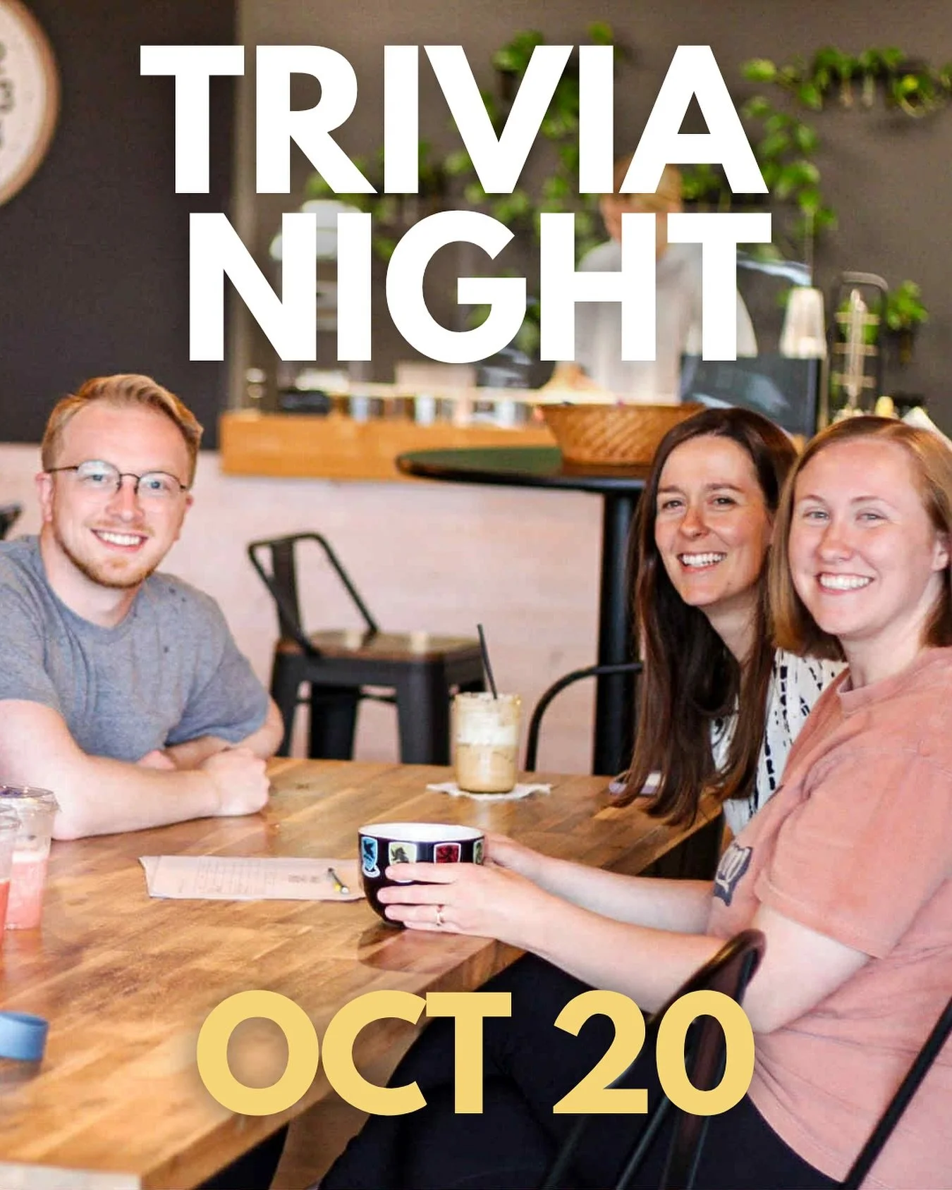 Join us MONDAY 10/20 @ 7PM for TRIVIA! Topics include: Sitcoms and Anything Apple (perhaps the fruit, the company, NYC &ldquo;the big apple&rdquo;, etc!) Grab some friends and try your hand for a Cast Iron gift card! Coffee bar will be open and yes, 