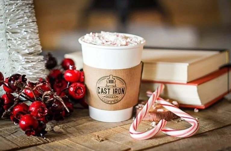 Do you love PEPPERMINT? ❤️🤍 We have 3️⃣ favorites&mdash; the Peppermint Bark Latte, the Candy Cane Mocha, AND NOW the Snowman Frappe (if you like it cold!) Lots of fun drinks to try off our WINTER MENU! Open until 8pm. ☕️ ✨