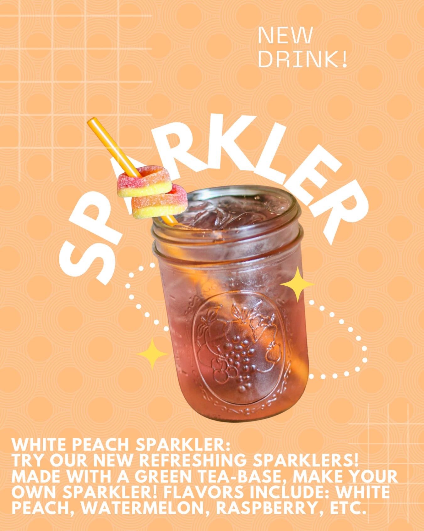 Have you tried out White Tea Sparkler yet?! It&rsquo;s green-tea based&mdash; you can also add any flavor to make it your own!! Options include raspberry, watermelon, guava, etc.