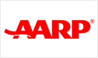 AARP logo in black and red text on a white background.