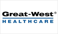 Great-West Healthcare logo with text in black and blue