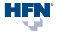 HFN logo with blue letters and a stylized downward arrow.