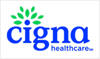 Cigna Healthcare logo with blue text and a green and blue stylized tree icon.