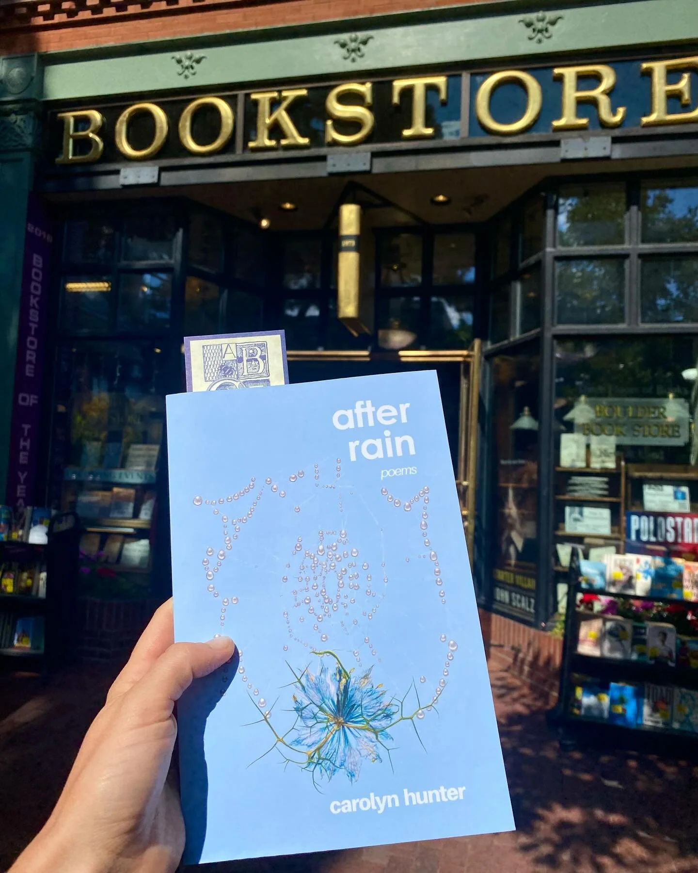It happened! 🎊 🌈 After Rain can be found in the poetry section of @boulderbookstore 🥳🥹🙏!!!!!!!

When I was younger my family and I took a southwest trip all the way from Virginia and passed through Boulder for a day. I remember watching for the 