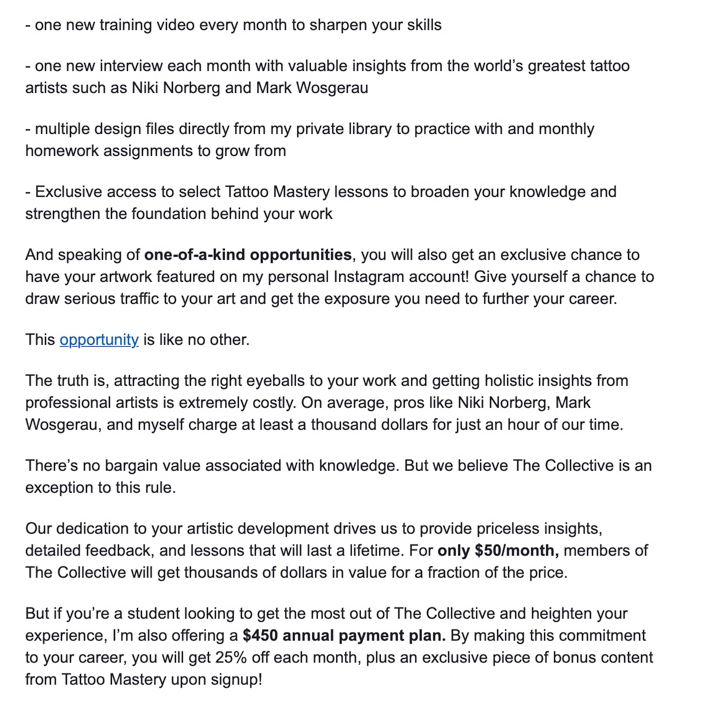 The Tattoo Collective email campaign