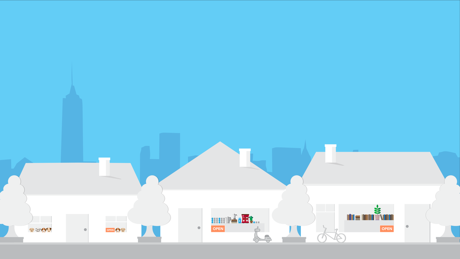 Town illustration for Peninsula's pitch deck