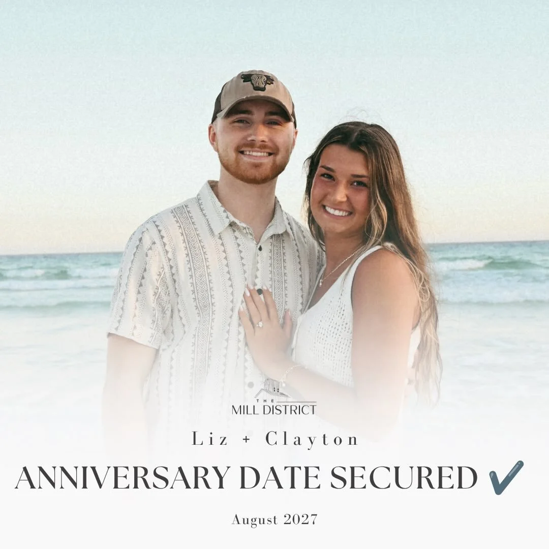 Another wedding day booked at The Mill District! 🤍

Is there anything more exciting than booking your venue? Liz and Clayton are officially part of our growing TMD family! Our team is so excited to work with this new couple of ours&mdash; cue the co