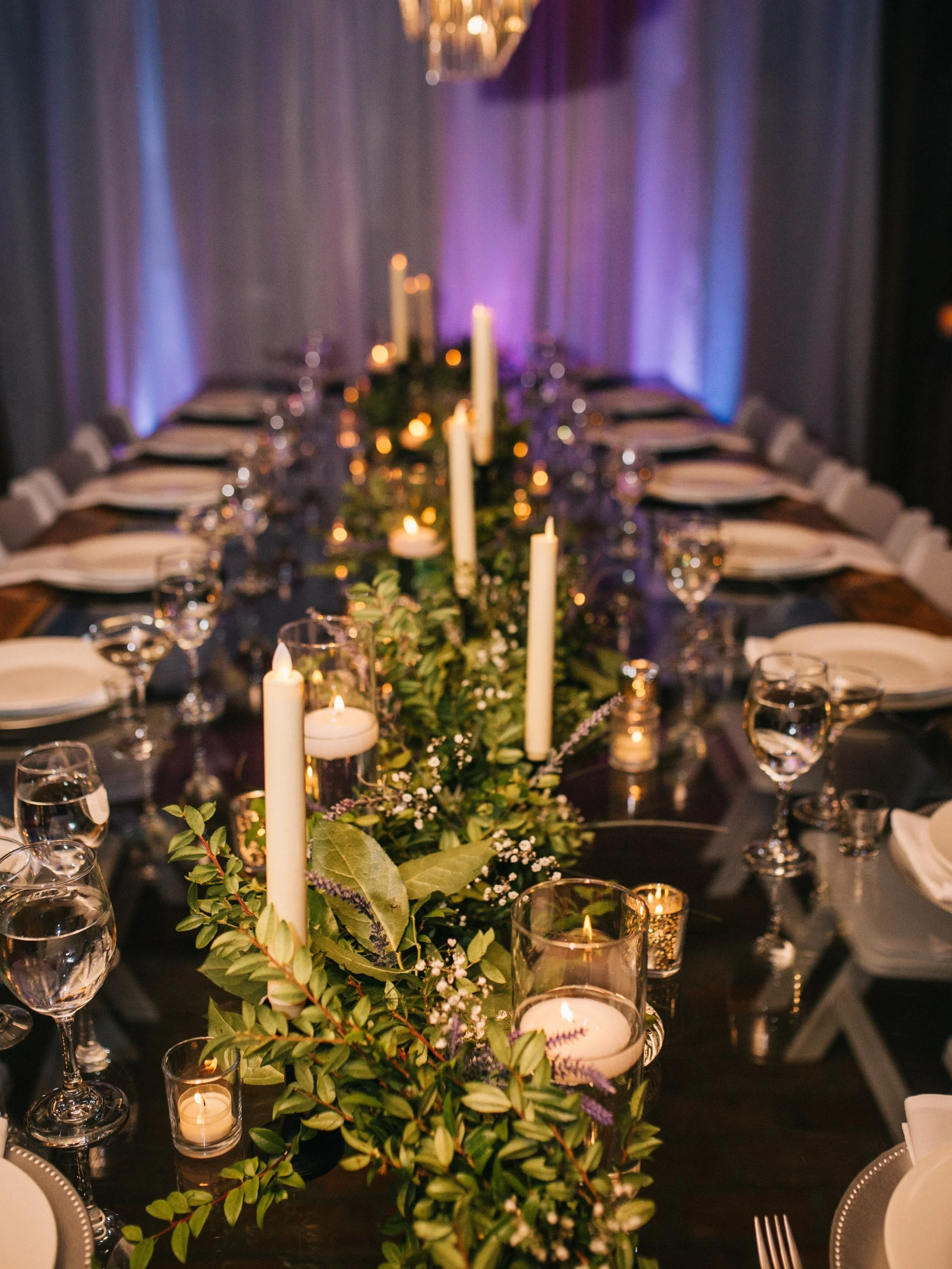 It&rsquo;s been a minute since we&rsquo;ve shared some reception detail shots 🙈

Here are a few from this romantic, candlelit evening in the Reception Barn before party started. This space is stunning, elegant, and the uplighting from DJ James pulle