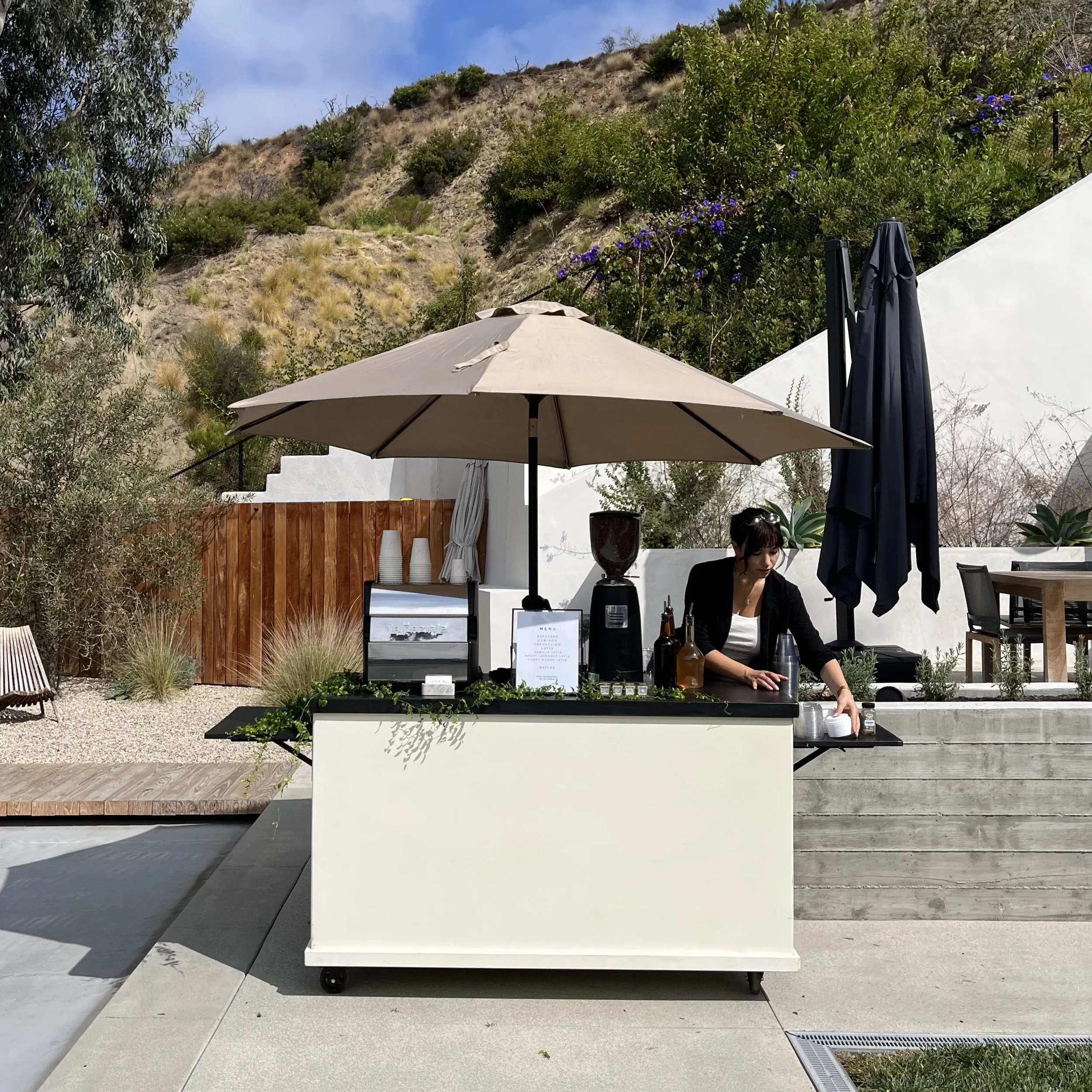 backyard coffee cart in the hills