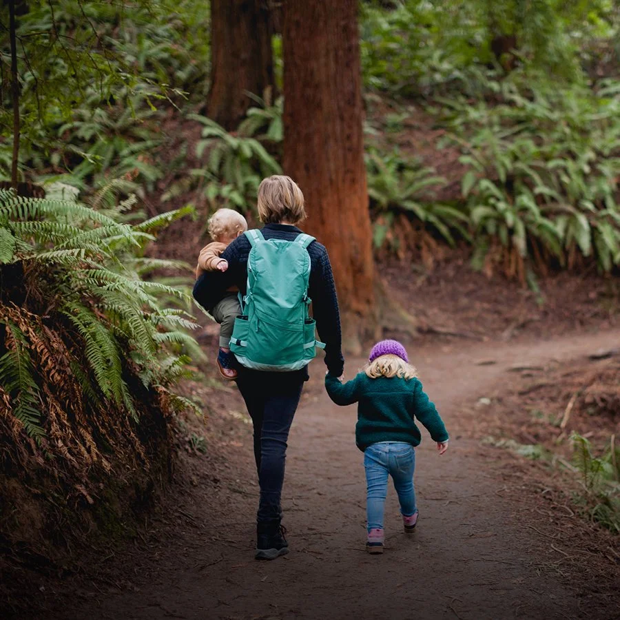 Hiking mom and kids