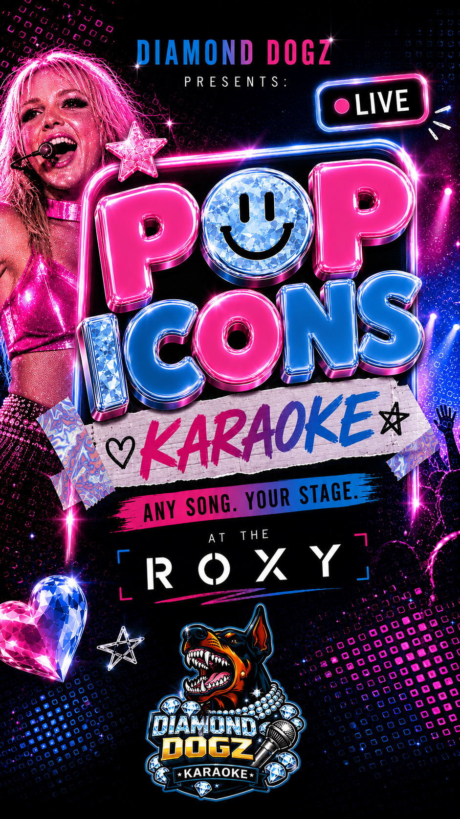 Pop Icons Karaoke x Diamond Dogz — THE ROXY