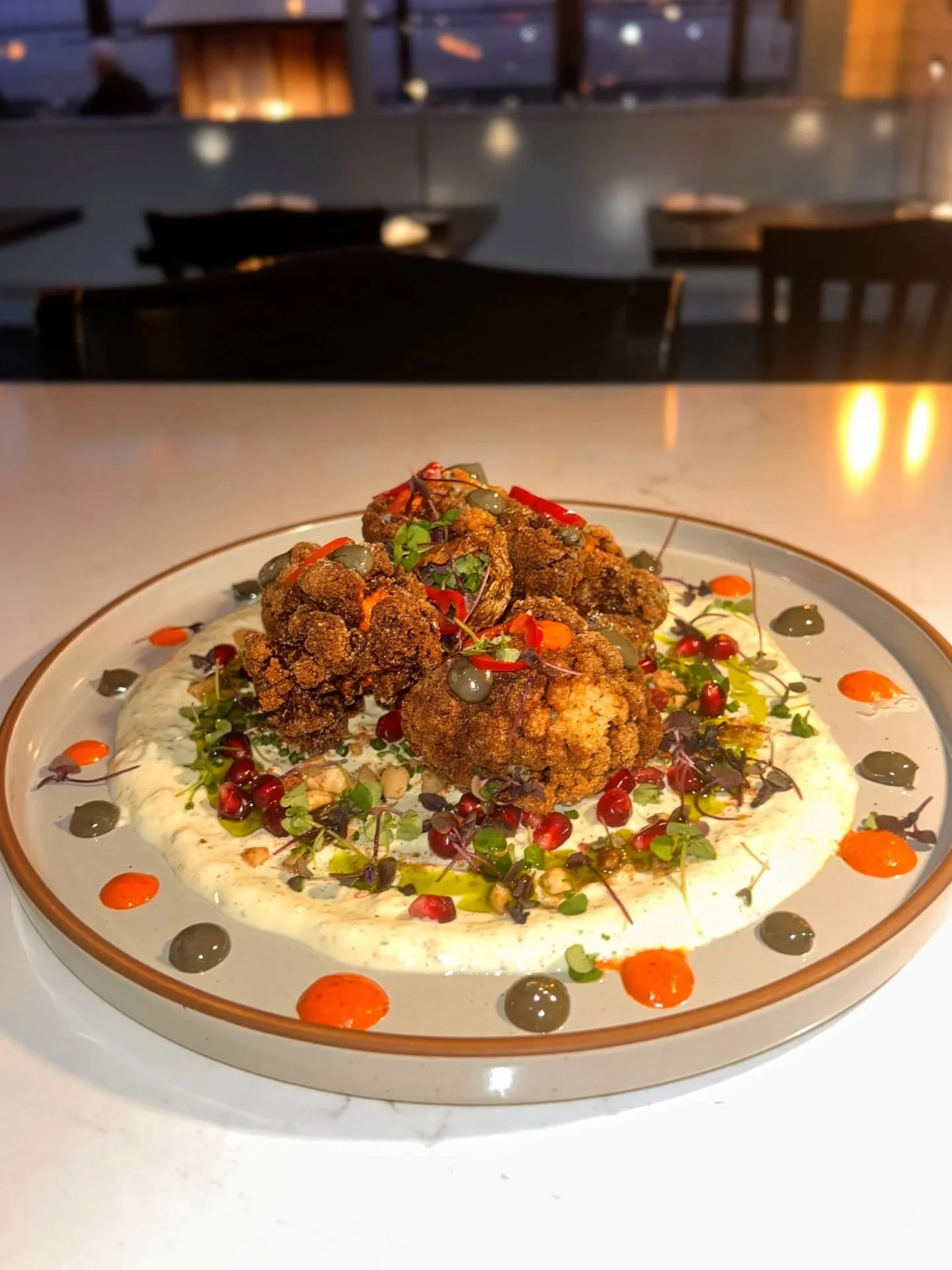 new dinner special dropped just in time for the weekend&mdash;fried cauliflower with orange labneh, black garlic aioli, red zhug, pomegranate, and rose hazelnut dukka.

it&rsquo;s bright, a little bold, and as scrumptious as it sounds. available unti