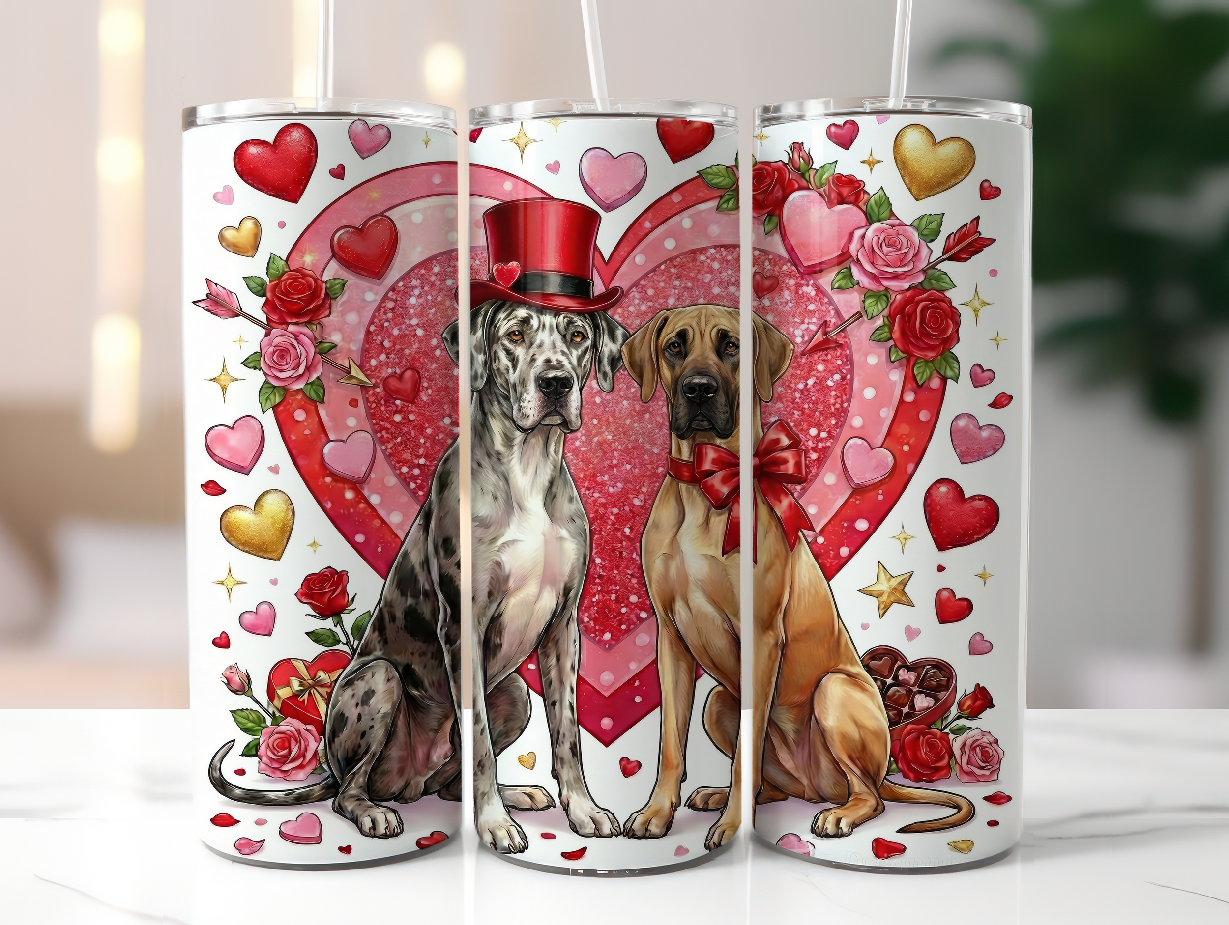 Great Dane Valentine’s Stainless Steel Tumbler – 20 oz
