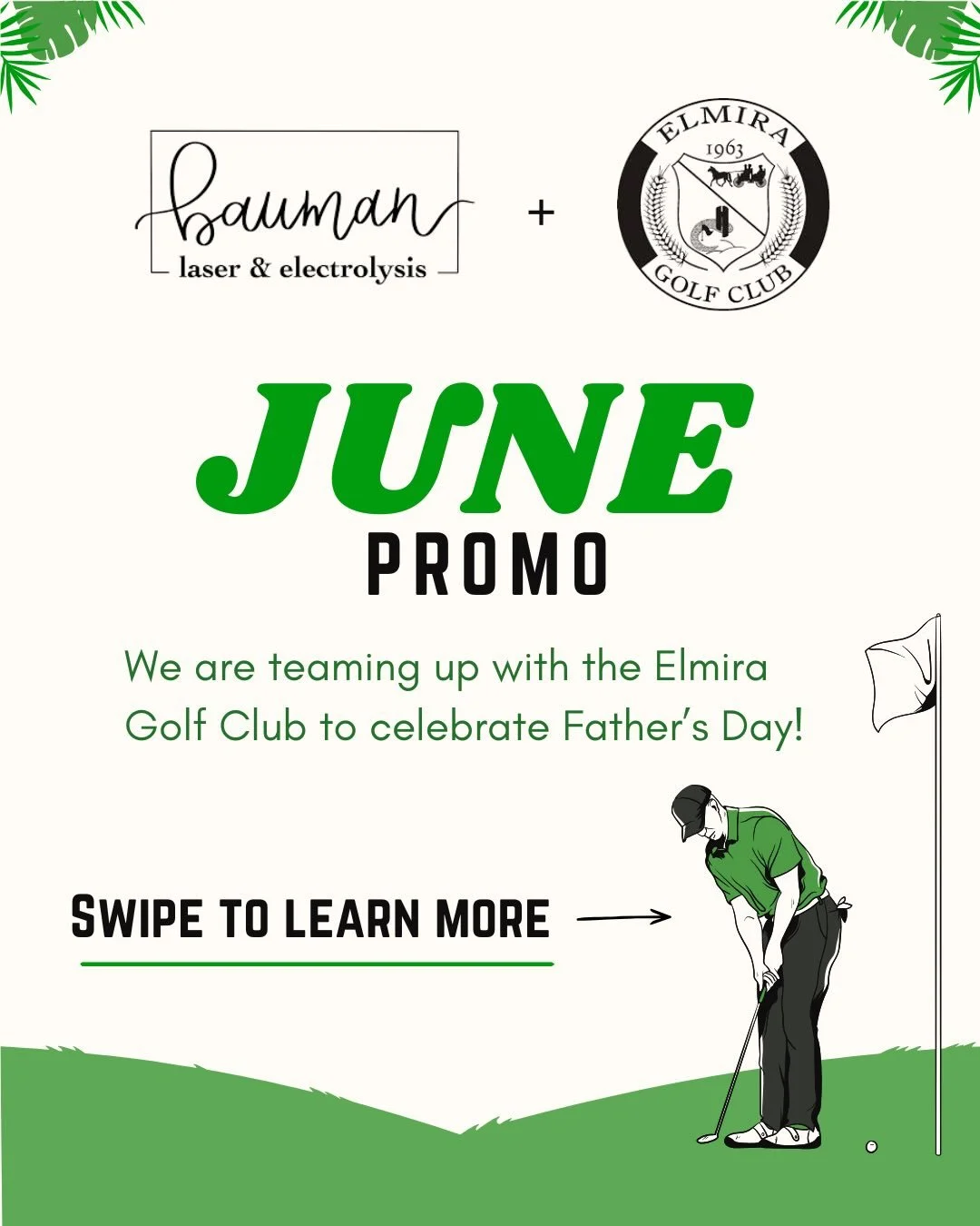 ⛳️ JUNE PROMO ⛳️

We are celebrating Father&rsquo;s Day this month by pairing up with the @elmiragolfclub 🏌🏼

When you book a pedicure or purchase a gift certificate, your name will be entered into a draw to win a complimentary round of golf for yo