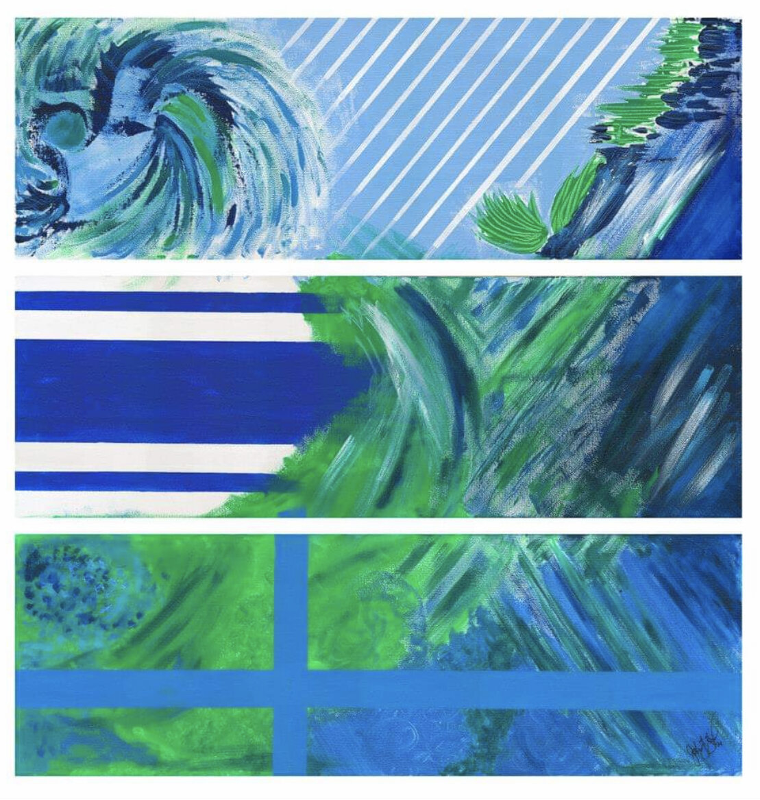 “OCEANS” Acrylic on Canvas 36”W x 42”H - 3 Panels
