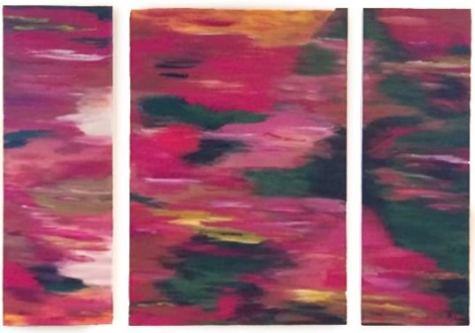 “FLORAL LOVE” Acrylic on Canvas 48”W x 36”H - 3 Panels