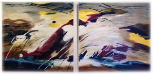 "WITH THE FLOW" 80"W x 40"H - 2 Panels