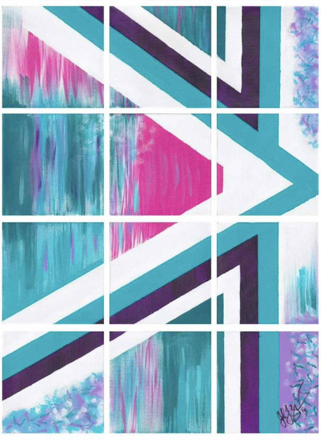 “SPRING POINTS” Acrylic on Canvas 20”W x 27”H - 12 Panels