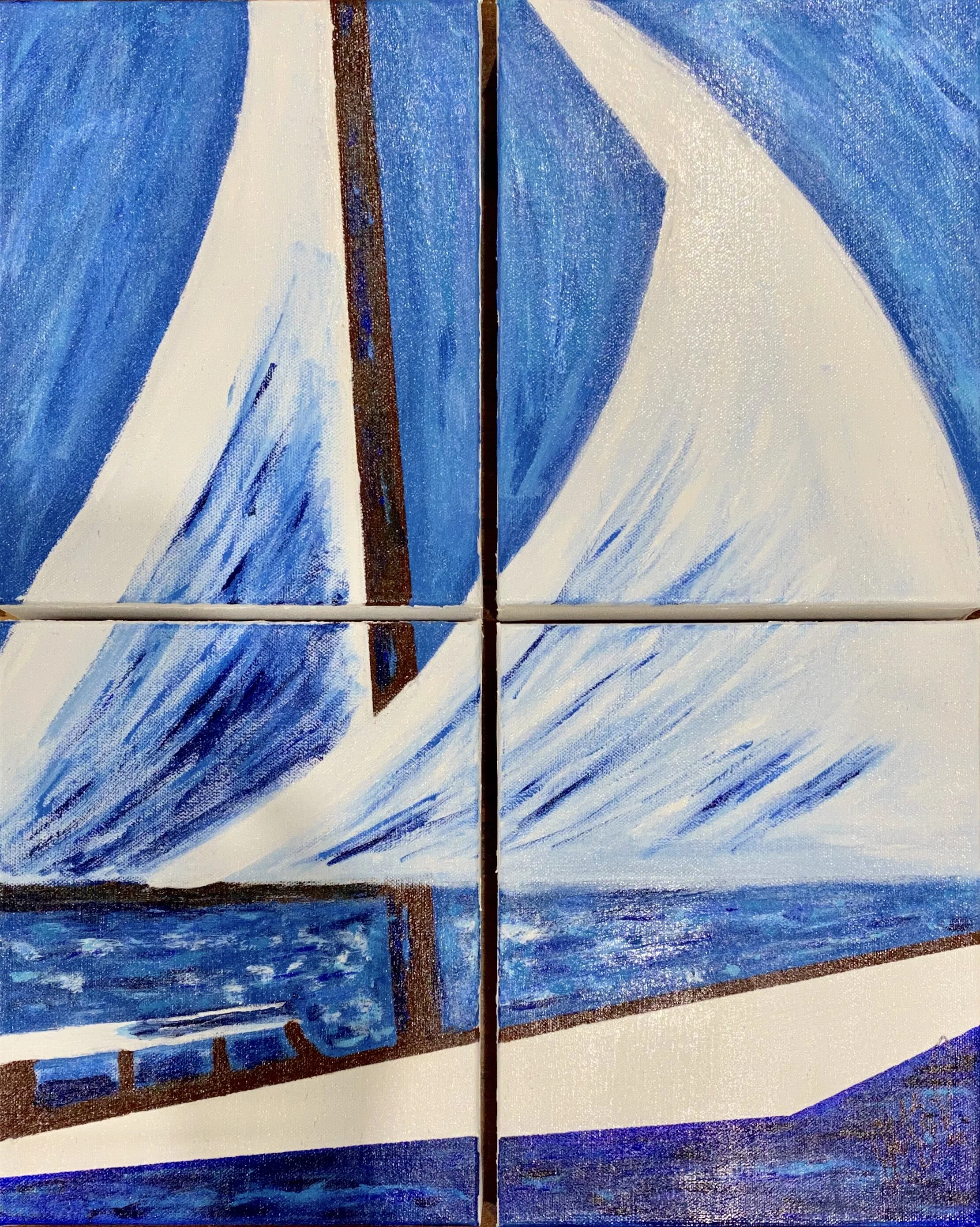 "ON THE OPEN WATER" 16"W x 20"H - 4 Panels