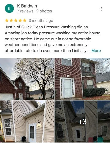 Collage of four photos of different house exteriors, including brick and siding, with trees and sky in the background.