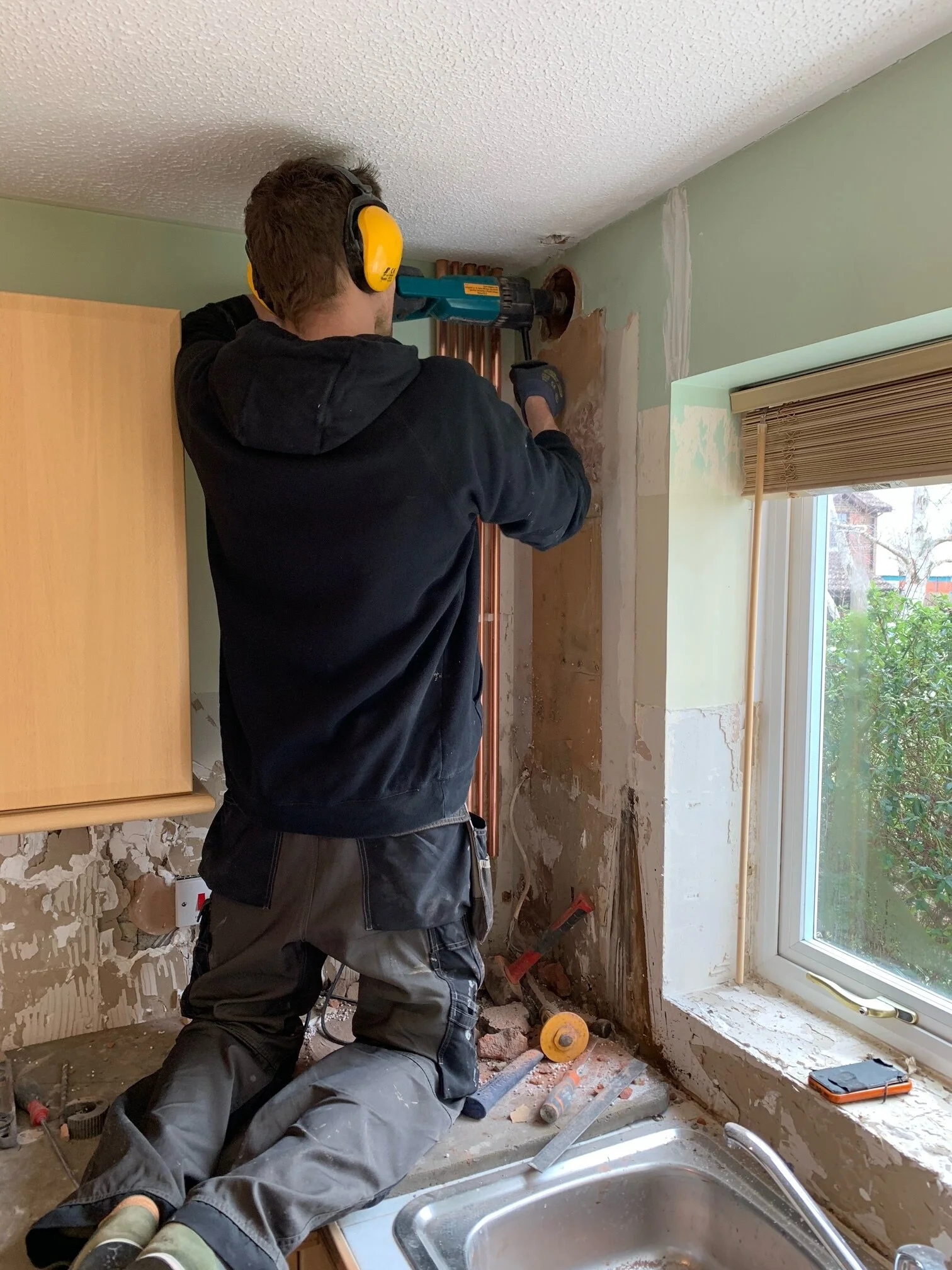 Installation and reposition of new boiler prep