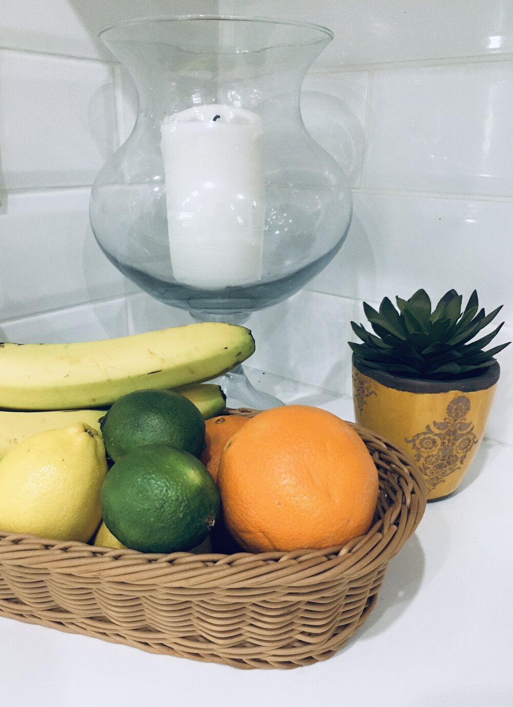Bread Basket Holding Fruit
