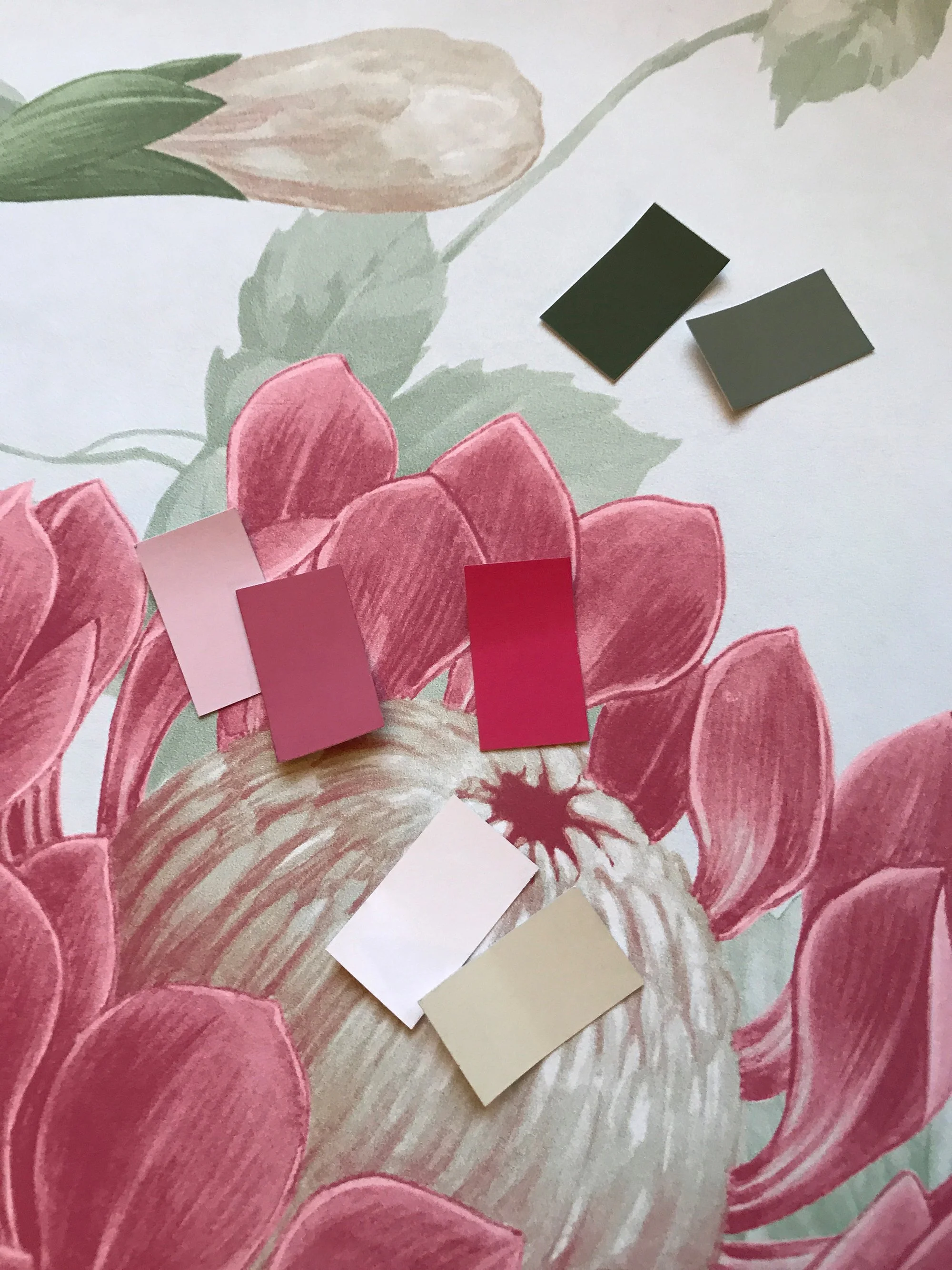 Colour study for a paper installation inspired by the Asterid wallpaper pattern using Little Greene paints