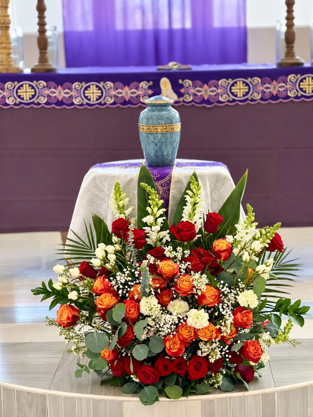 Red Orange Altar Flowers and Urn.jpg