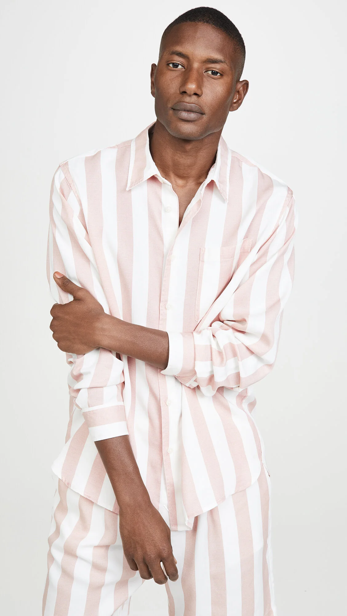 Saturdays NYC Perry Jumbo Stripe Shirt Salmon