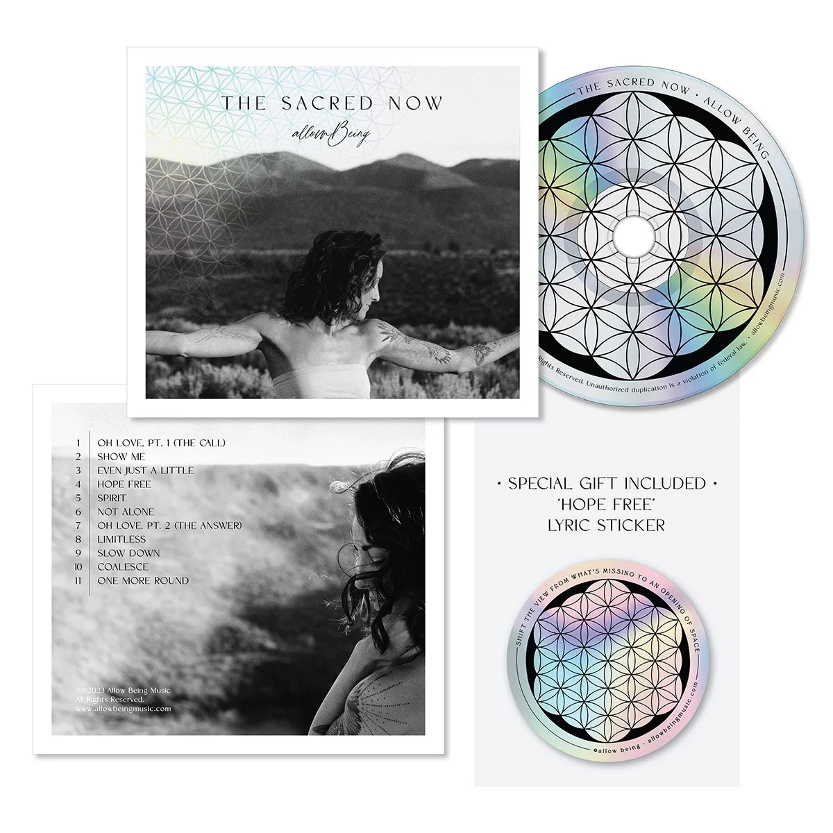 Image of album CD cover and disc, free sticker included