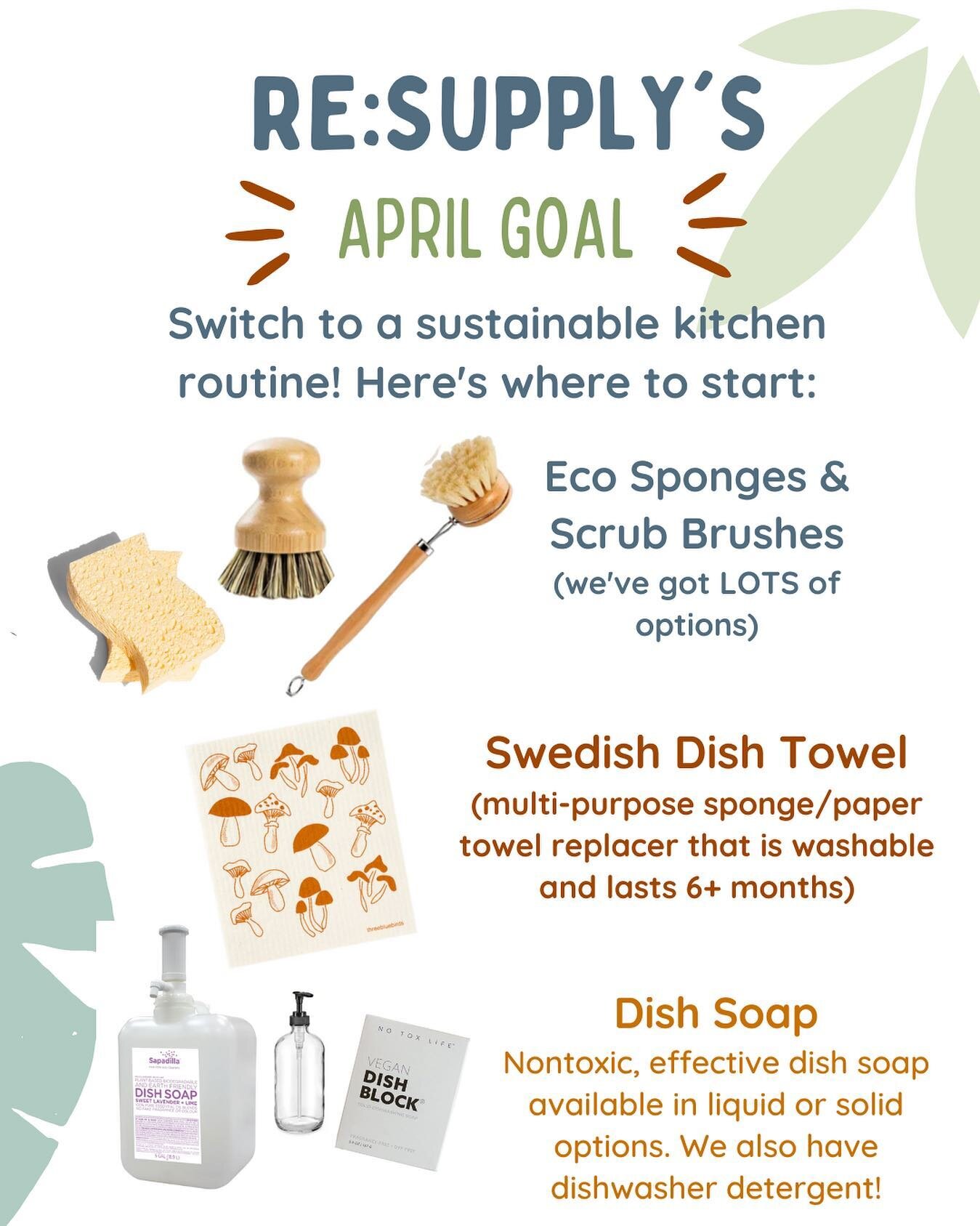 Ditch the smelly sponges, paper towels, and toxic dish soap this month. We&rsquo;ve got options for everyone. Btw, our April goal reminds us of a throwback tune from a beloved 90s Nickelodeon show. Anyone remember it?⁣
⁣⁣
⁣&ldquo;Spring cleaning, spr