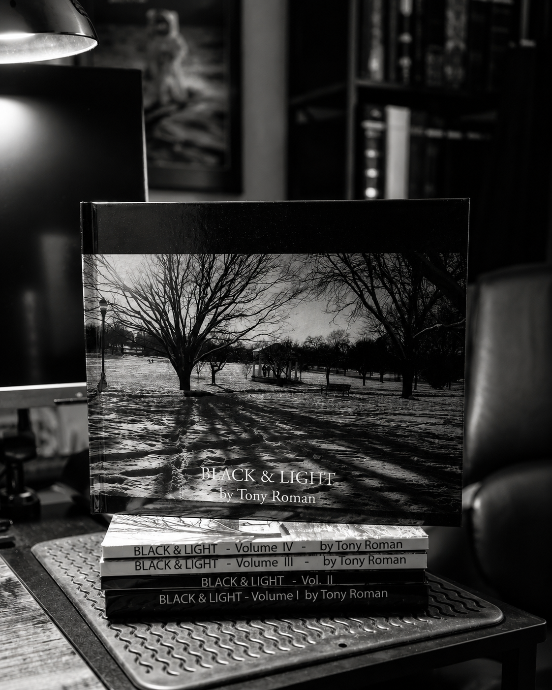 Black & Light black-and-white photography book collection by photographer Tony Roman