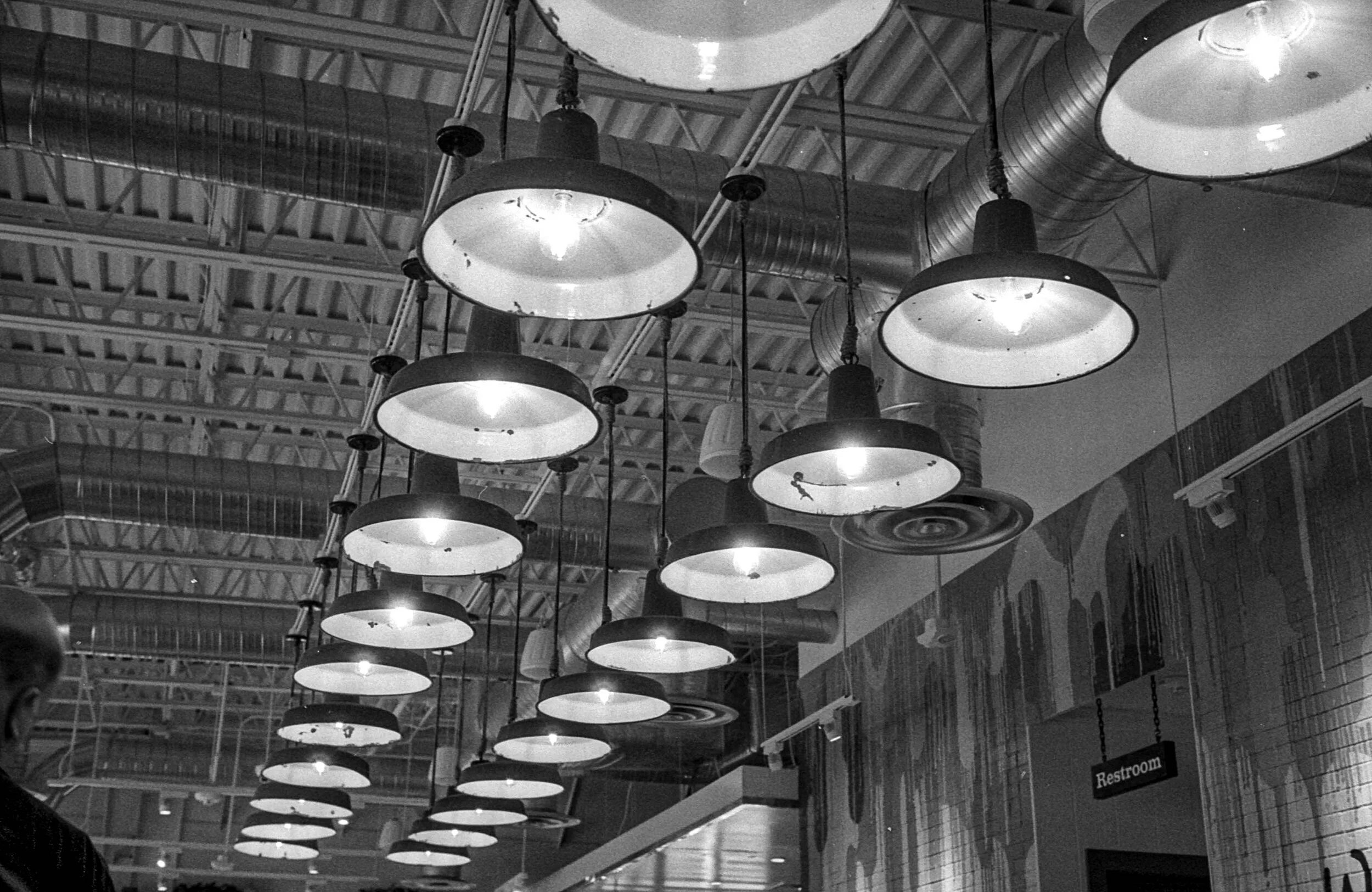 the row of barn lights