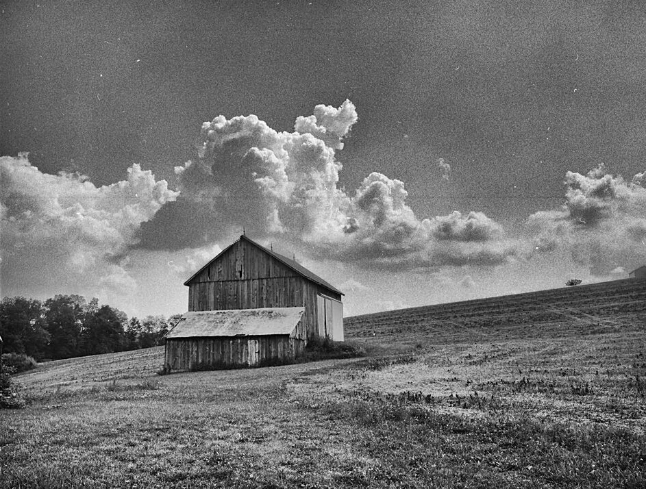 the old barn and clouds
