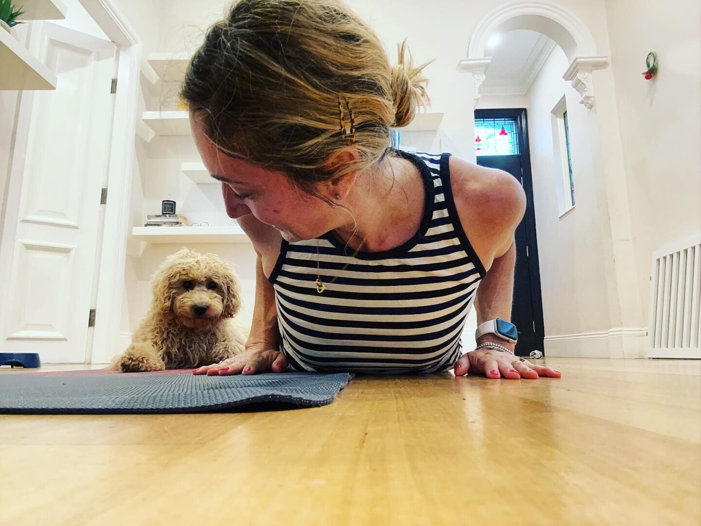 My personal trainer takes his coaching role seriously 😂

He also has a very unfair advantage on downward dog. 🖤