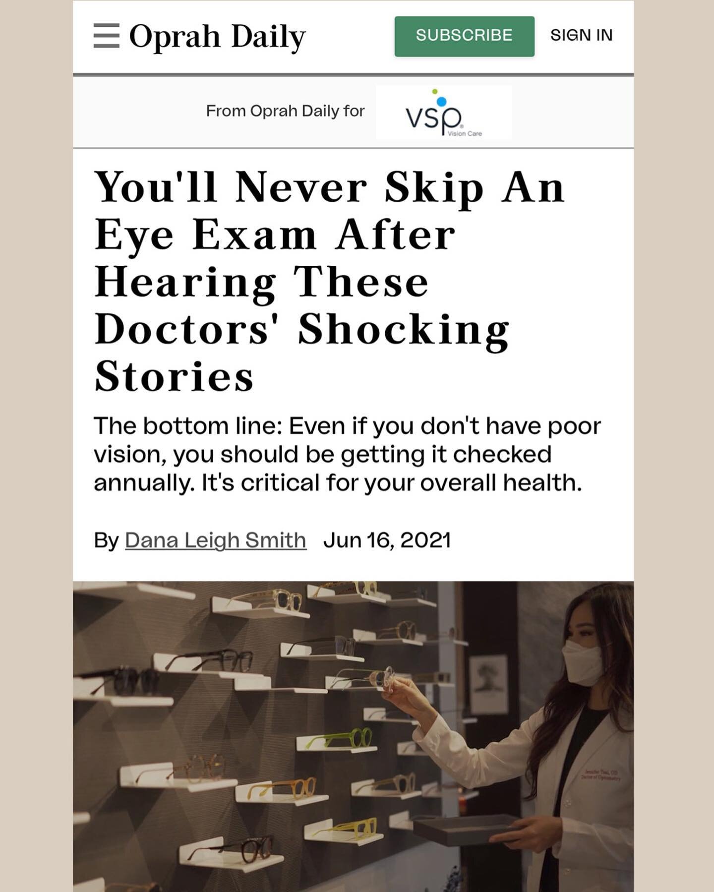 We believe in caring for you as a whole, because overall health is important for eye health 👁. Thank you @oprah @oprahdaily for including us and sharing our vision.