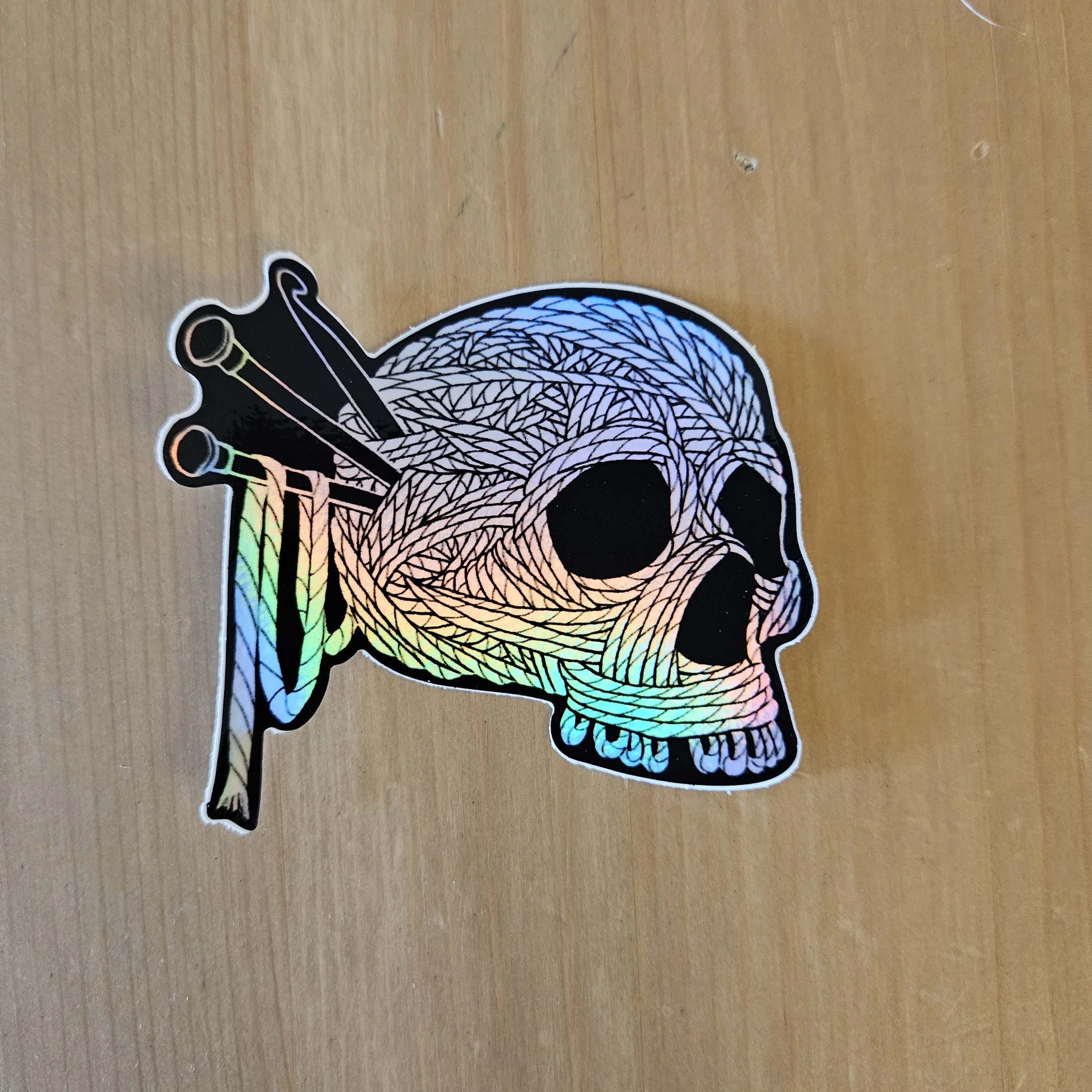 Yarn Skull Holographic Sticker