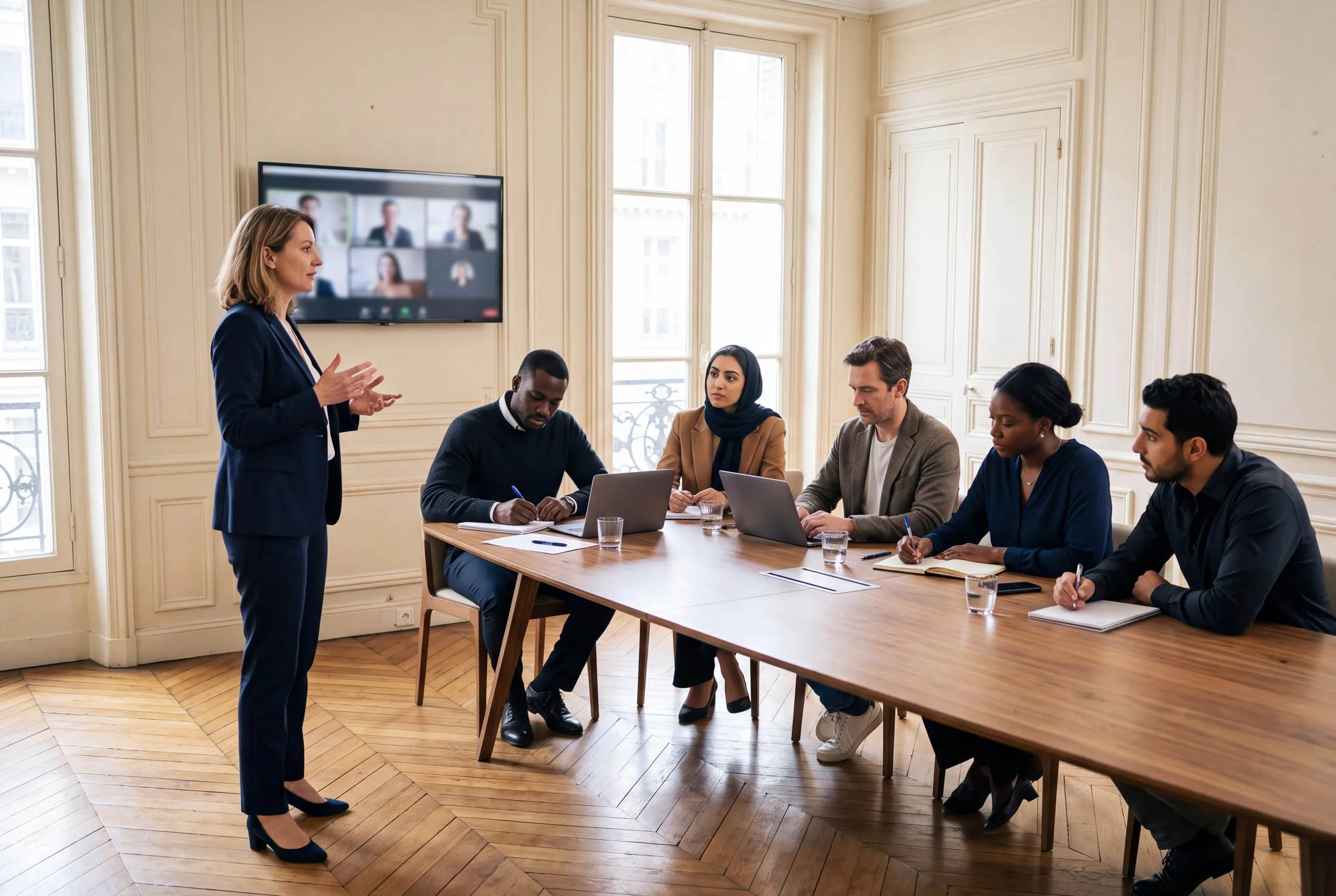 Session de formation en présentiel et à distance dans un centre de formation parisien