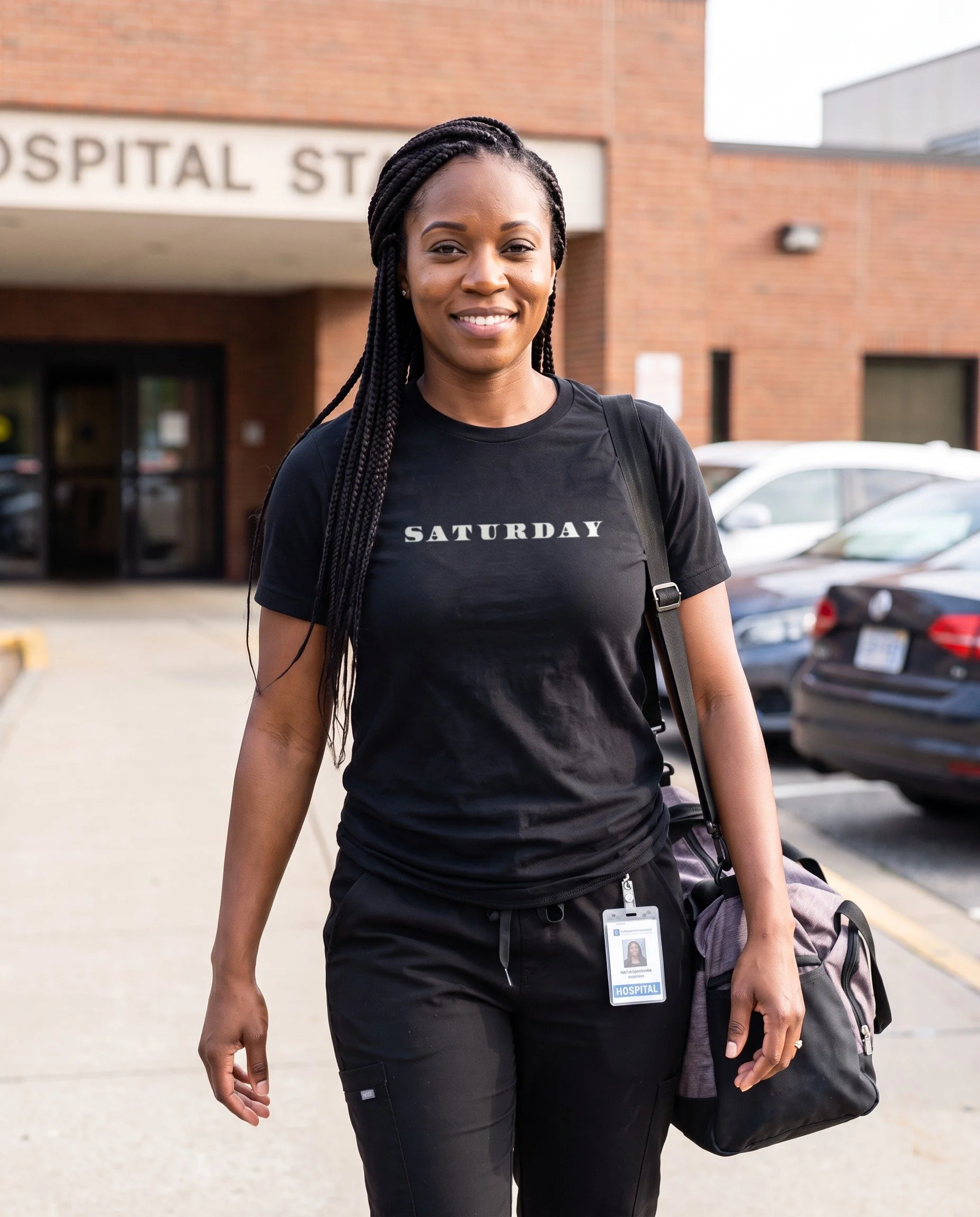 made-medical-saturday-unisex-tee-on-model-1.jpg