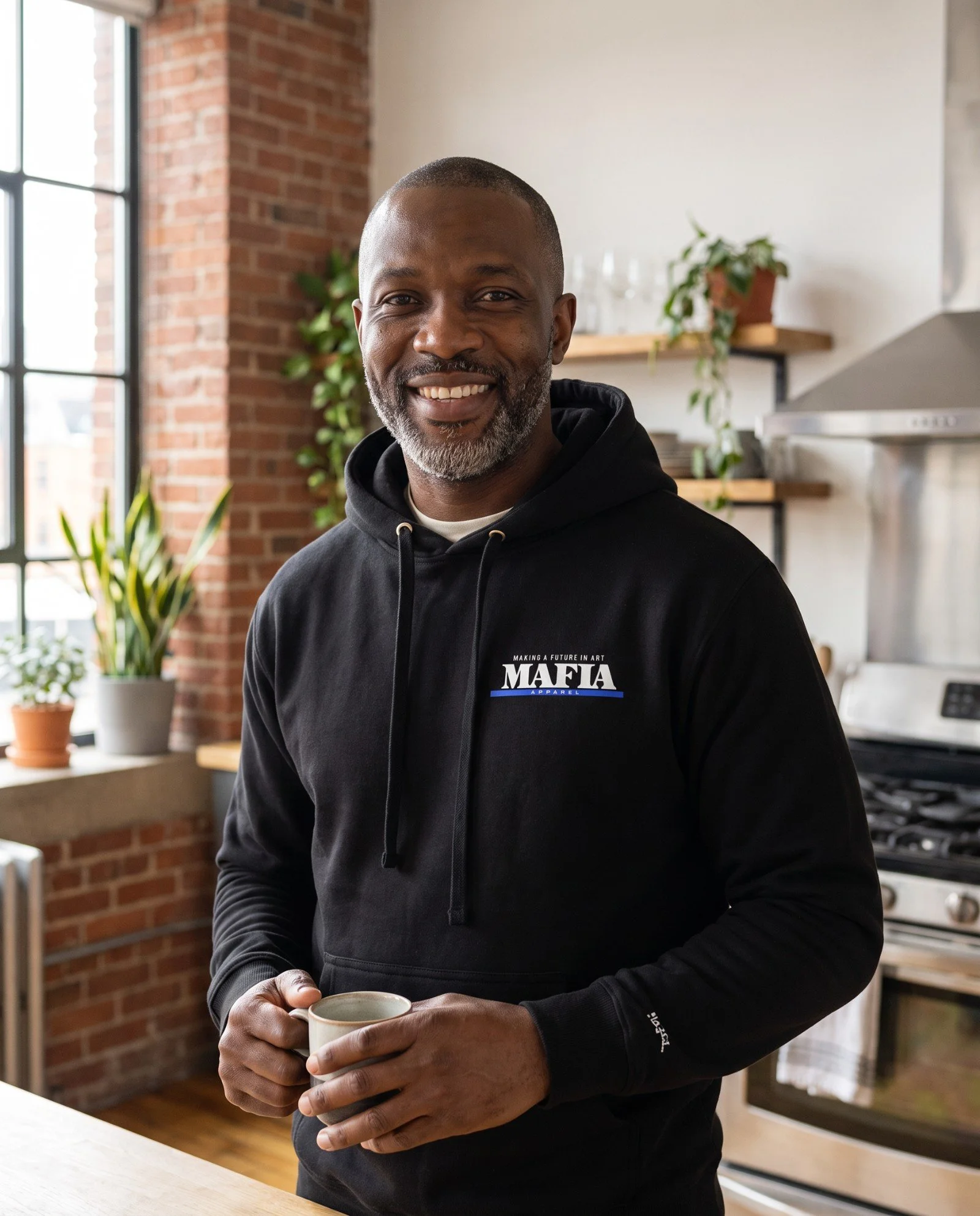 Unisex Hoodie - White MAFIA APPAREL Logo - BLUE Bar