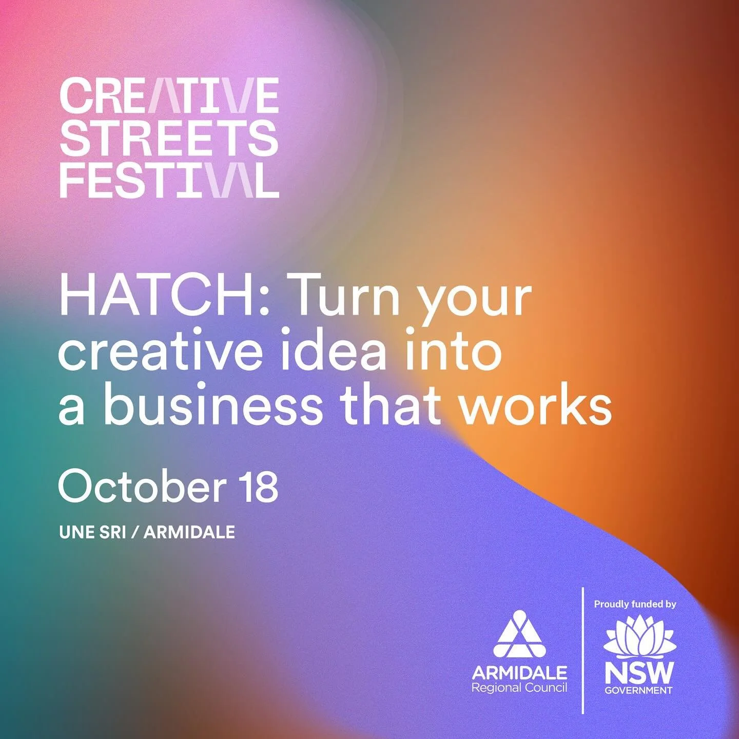 Making art is one thing.
Making it sustainable is another.

That&rsquo;s where HATCH comes in. 

We&rsquo;ve partnered up with @armidaleregionalcouncil to bring you a special edition of HATCH for Creative Industries as part of the Creative Streets Fe