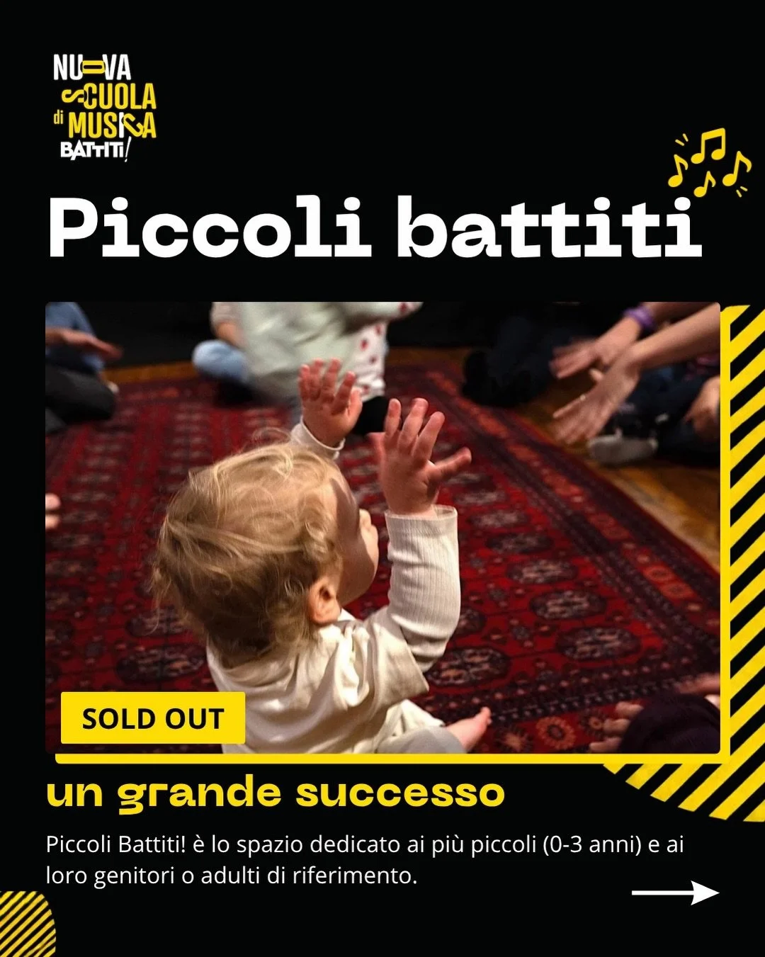 🎉TUTTO ESAURITO per &ldquo;Piccoli Battiti!&rdquo;
Il nostro spazio speciale dedicato ai piccolissimi (0-3 anni) e ai loro genitori &egrave; ufficialmente PIENO! Grazie di cuore a tutte le famiglie che hanno scelto di esplorare la musica, la voce e 