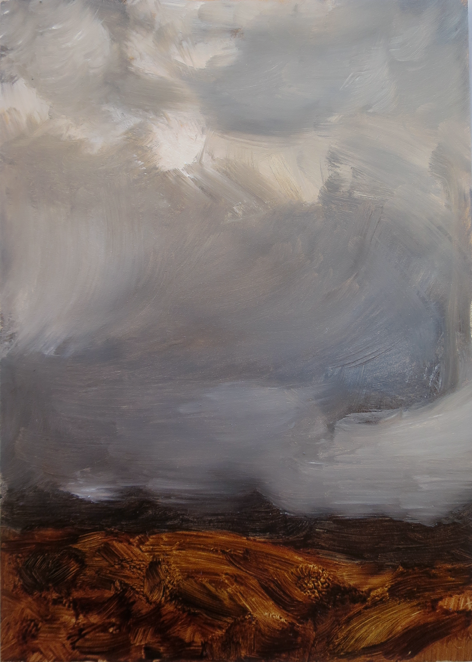 Fragment #21, 2022, oil on board, 15.3 x 20.4cm (framed size), custom framed in reclaimed hardwood