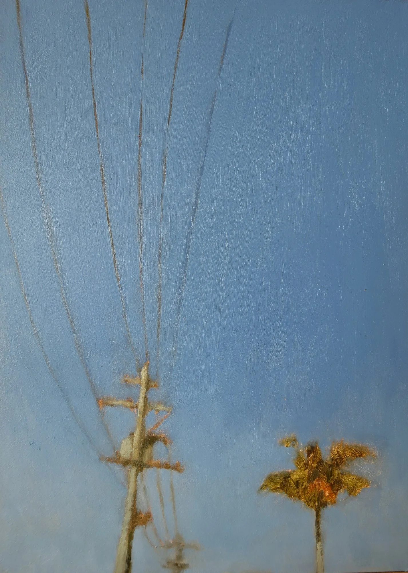 Poles, 2022, oil on board, 17.8 x 12.7 cm