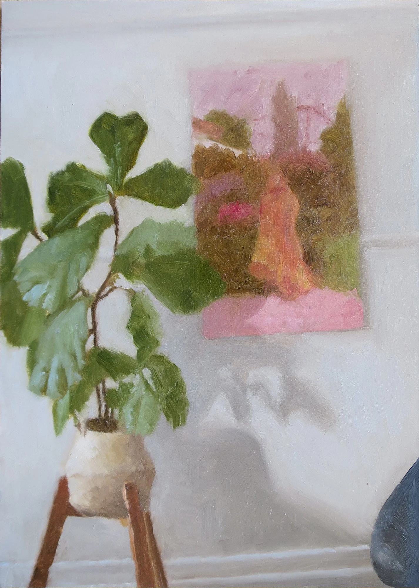 Mil in a stranger's garden in Moom's house, 2022, oil on board, 17.8 x 12.7 cm