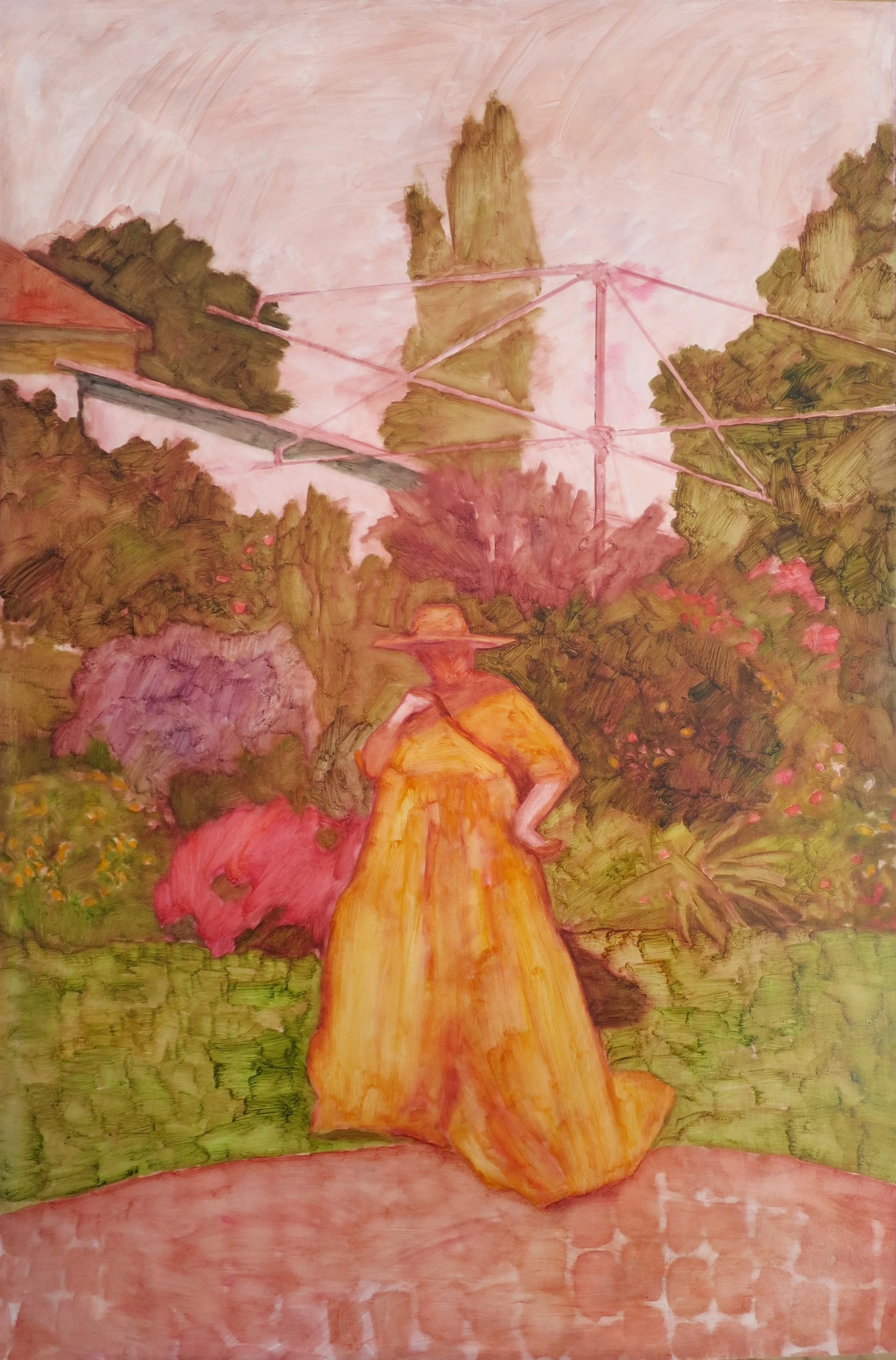 Mil in a stranger's garden, Toowoomba 2022, oil on board, 92 x 61cm