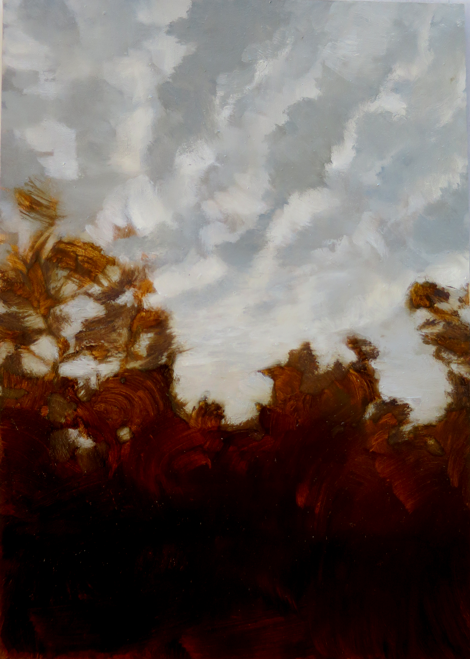 Fragment #17, 2022, oil on board, 15.3 x 20.4cm (framed size), custom framed in reclaimed hardwood
