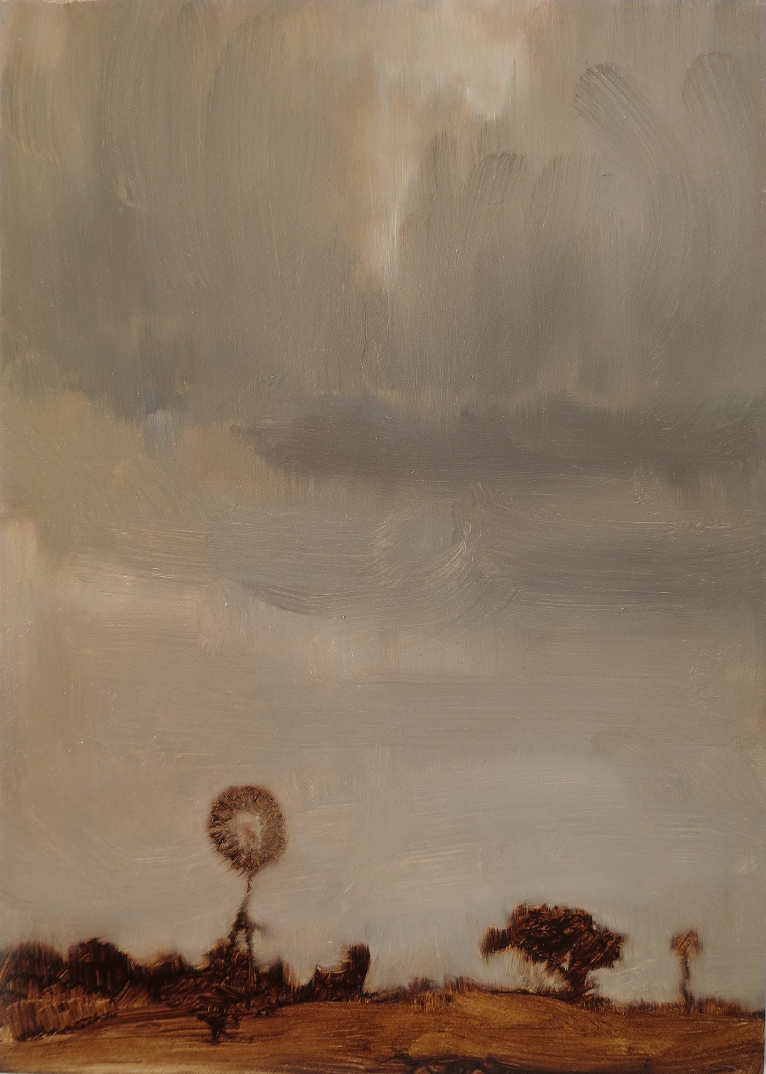 Fragment #22, 2022, oil on board, 15.3 x 20.4cm (framed size), custom framed in reclaimed hardwood