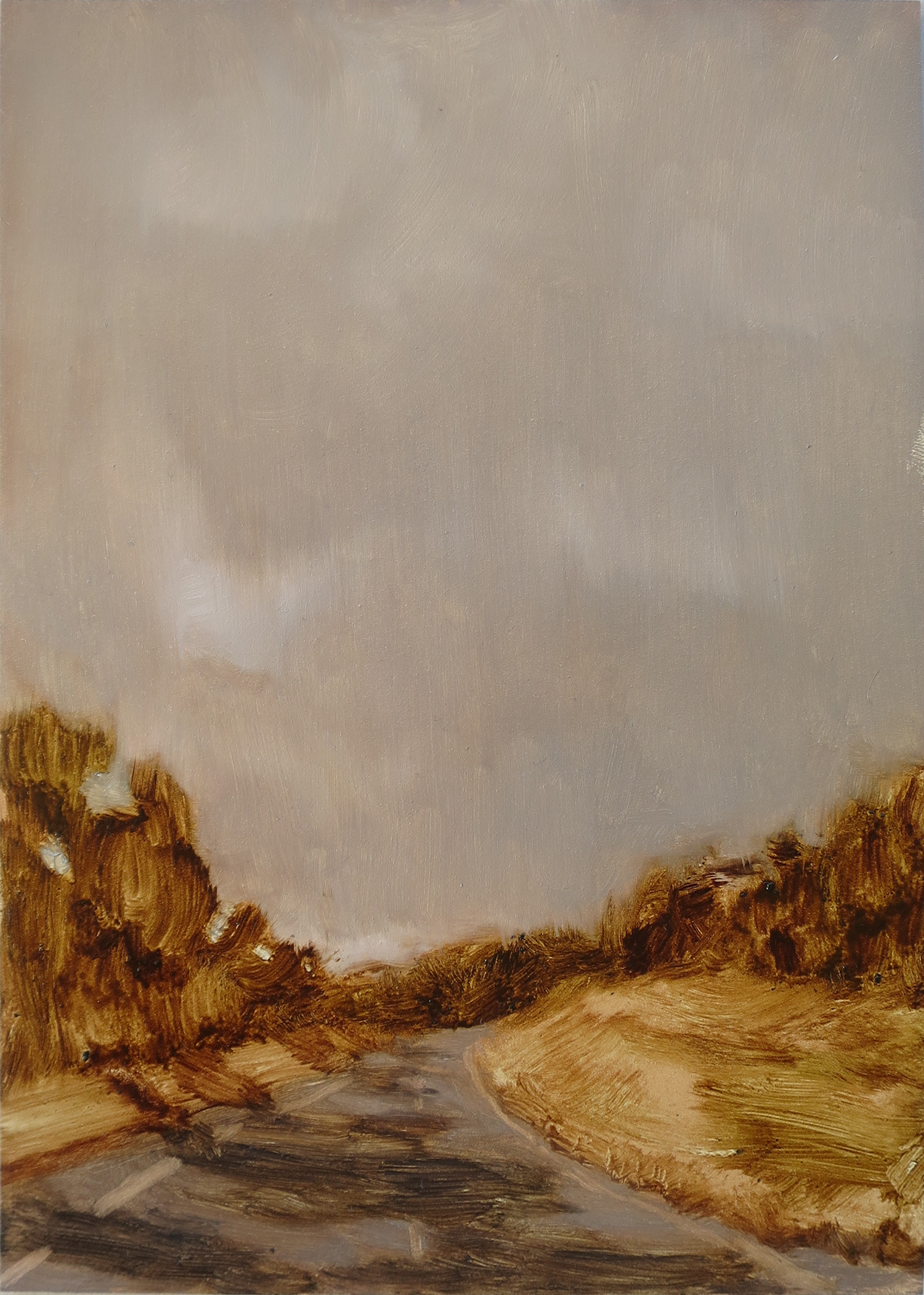 Fragment #7, 2022, oil on board, 15.3 x 20.4cm (framed size), custom framed in reclaimed hardwood